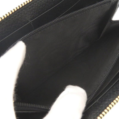 Gucci Double G 456117 GG Supreme Leather Black Beige Round Zipper Long Wallet