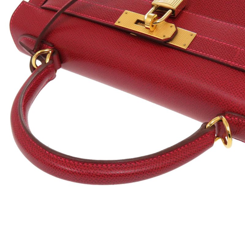 Hermes Kelly 28 Guilloche Outside Stitch Lycée Rouge Vif Gold Hardware I