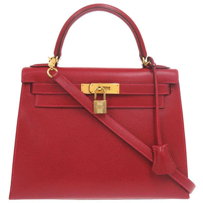 Hermes Kelly 28 Guilloche Outside Stitch Lycée Rouge Vif Gold Hardware I