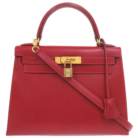 Hermes Kelly 28 Guilloche Outside Stitch Lycée Rouge Vif Gold Hardware I