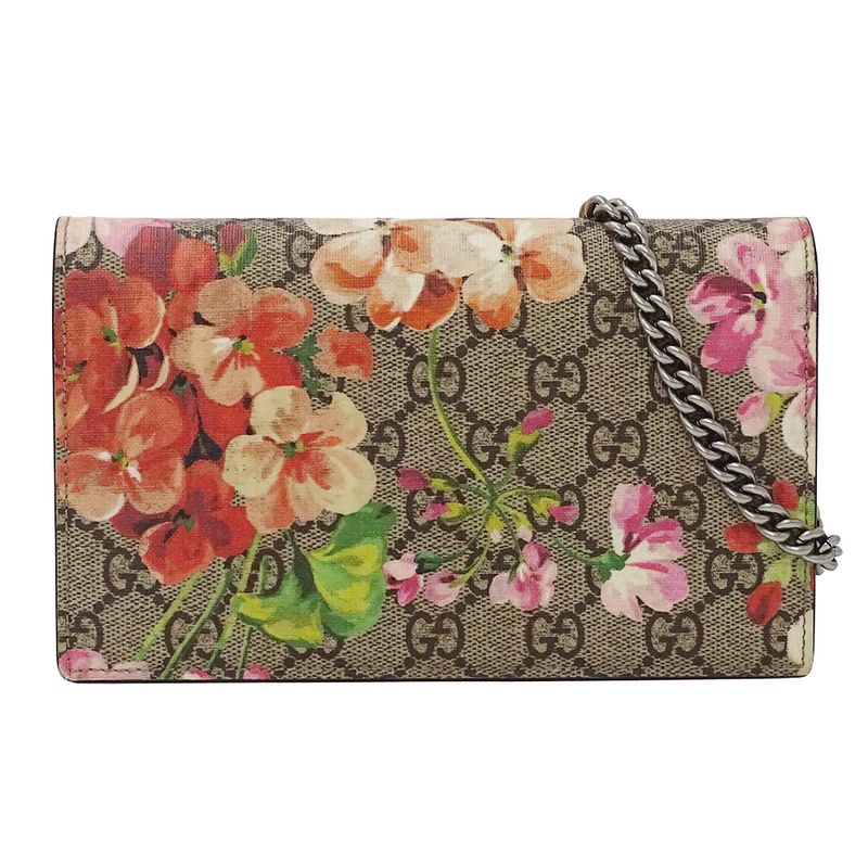 Gucci Wallet Women's Brand Shoulder Wallet Chain Wallet GG Blooms GG Supreme