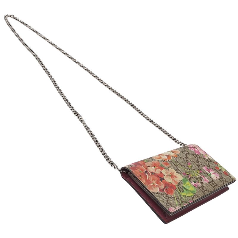 Gucci Wallet Women's Brand Shoulder Wallet Chain Wallet GG Blooms GG Supreme