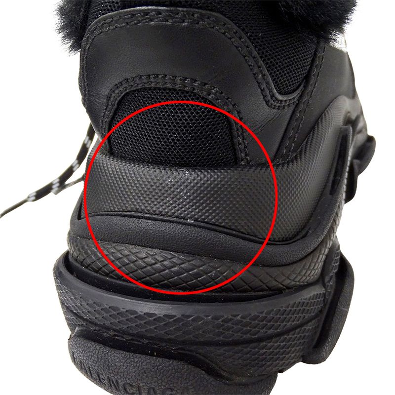 Balenciaga Sneakers Women's Brand Canvas Fur Black Size 37 Approx 24.5cm