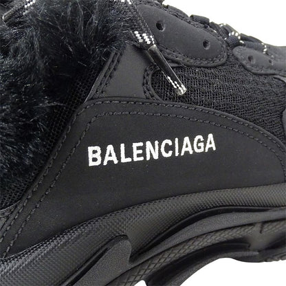 Balenciaga Sneakers Women's Brand Canvas Fur Black Size 37 Approx 24.5cm