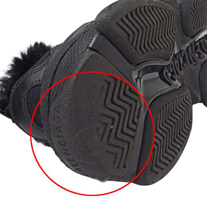 Balenciaga Sneakers Women's Brand Canvas Fur Black Size 37 Approx 24.5cm