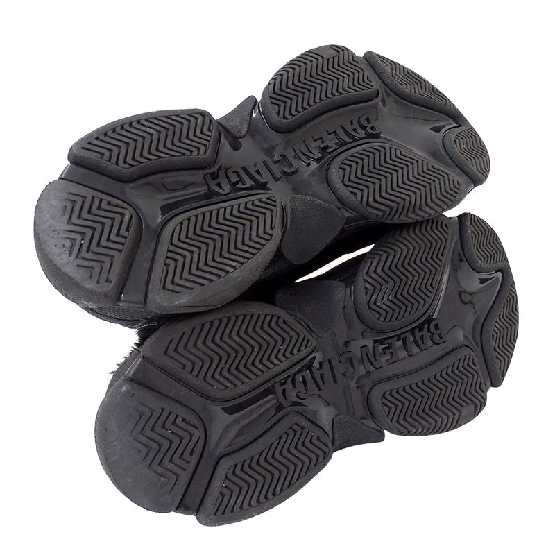 Balenciaga Sneakers Women's Brand Canvas Fur Black Size 37 Approx 24.5cm