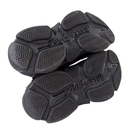 Balenciaga Sneakers Women's Brand Canvas Fur Black Size 37 Approx 24.5cm