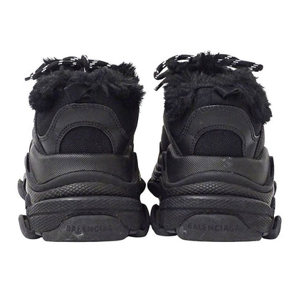 Balenciaga Sneakers Women's Brand Canvas Fur Black Size 37 Approx 24.5cm
