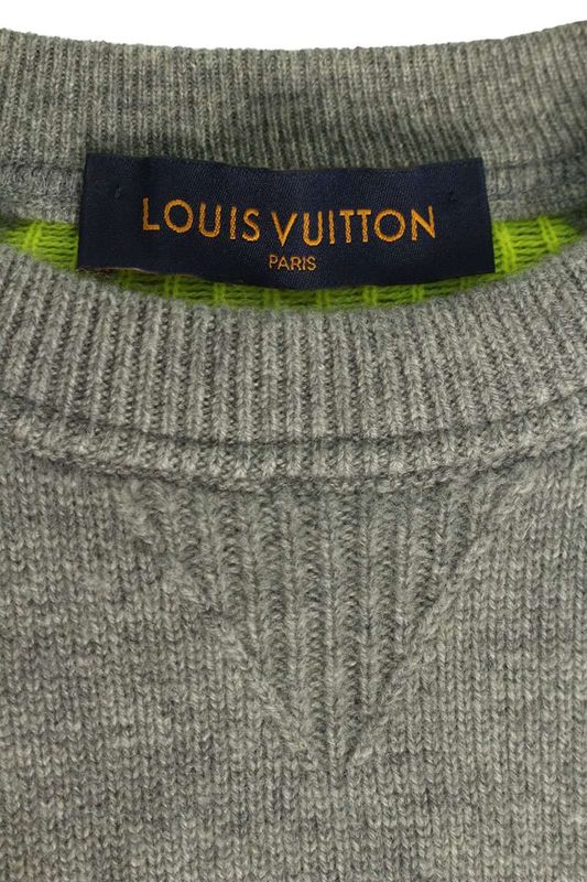 Louis Vuitton Rm182m Gvg Hfn14w Monogram Switched Cashmere Crew Neck Knit Men's