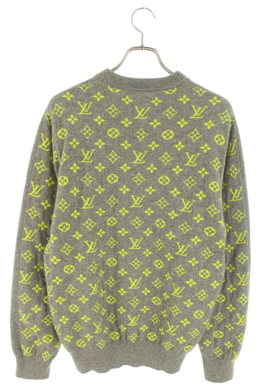 Louis Vuitton Rm182m Gvg Hfn14w Monogram Switched Cashmere Crew Neck Knit Men's