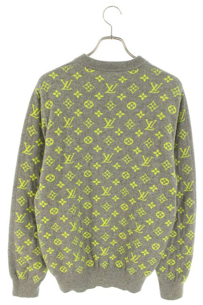 Louis Vuitton Rm182m Gvg Hfn14w Monogram Switched Cashmere Crew Neck Knit Men's