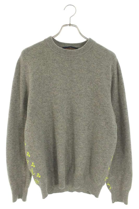 Louis Vuitton Rm182m Gvg Hfn14w Monogram Switched Cashmere Crew Neck Knit Men's