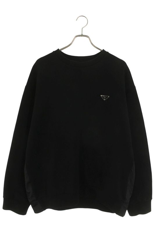 Prada Ujl30a Logo Plate Material Cut Replacement Crewneck Sweatshirt Men's L