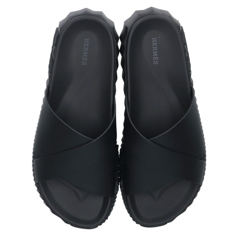 Hermes Infra 241919zh Leather Slide Sandals Men's 42