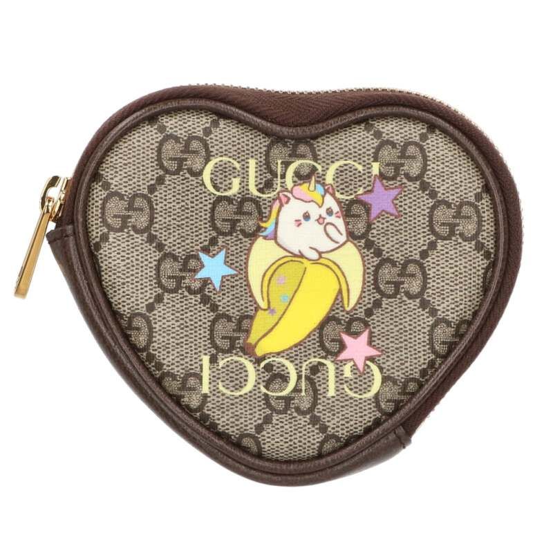 Gucci 701062 Character Print Heart Shape Coin Case Women