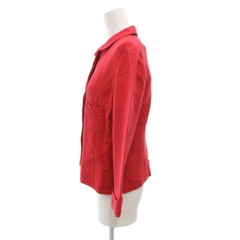 Balenciaga LA Mode Jacket 40 Red Round Collar with Quarter Sleeve Pockets Iu