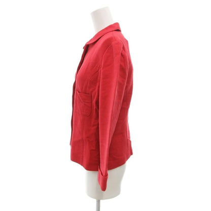 Balenciaga LA Mode Jacket 40 Red Round Collar with Quarter Sleeve Pockets Iu