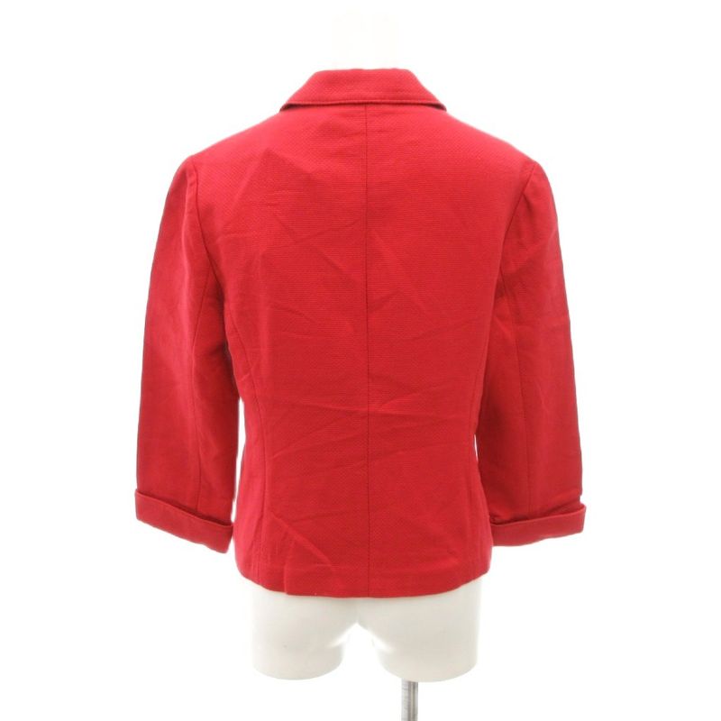 Balenciaga LA Mode Jacket 40 Red Round Collar with Quarter Sleeve Pockets Iu