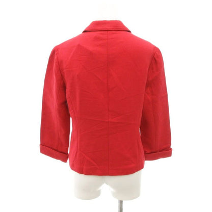 Balenciaga LA Mode Jacket 40 Red Round Collar with Quarter Sleeve Pockets Iu