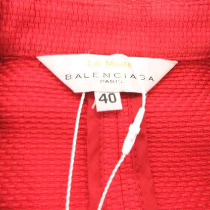 Balenciaga LA Mode Jacket 40 Red Round Collar with Quarter Sleeve Pockets Iu