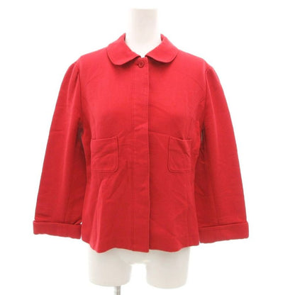 Balenciaga LA Mode Jacket 40 Red Round Collar with Quarter Sleeve Pockets Iu