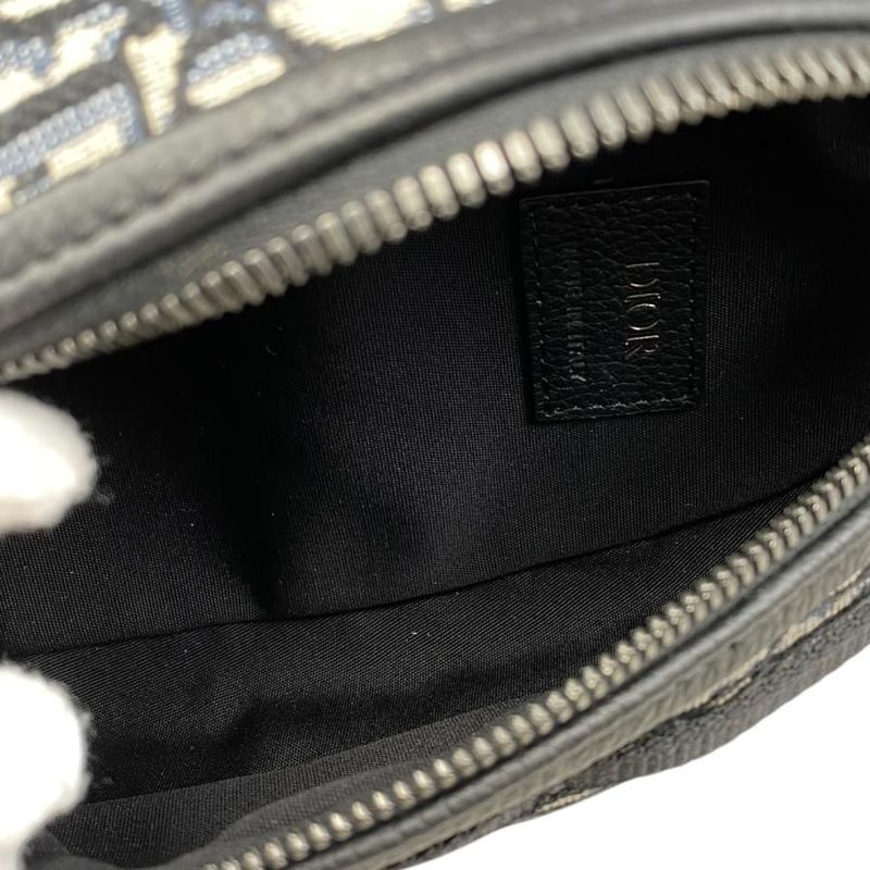 Christian Dior Body Bag Scarab Oblique Jacquard Logo Navy Beige Silver Hardware