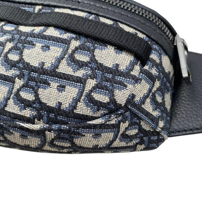 Christian Dior Body Bag Scarab Oblique Jacquard Logo Navy Beige Silver Hardware