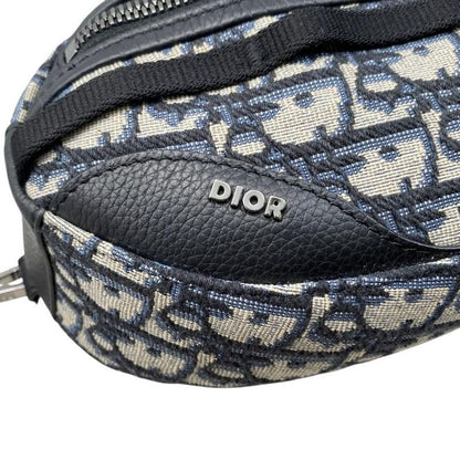 Christian Dior Body Bag Scarab Oblique Jacquard Logo Navy Beige Silver Hardware