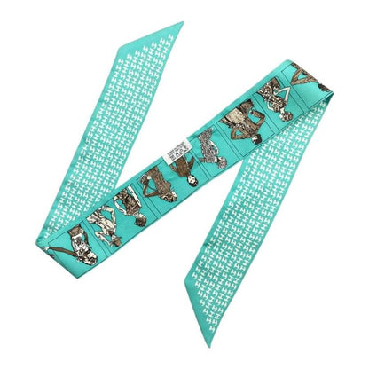 Hermes Silk Scarf Twilley a Man Wearing Hermes a Noblewoman H Logo Green White