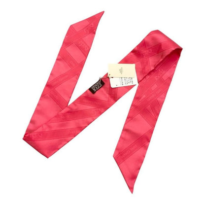 Hermes Silk Scarf Tulley Bolduc Ribbon 151719s 06 Rose Mexican Pink Bolduc