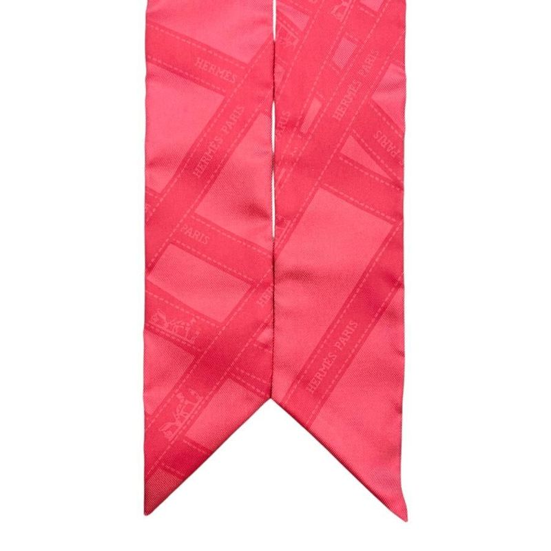 Hermes Silk Scarf Tulley Bolduc Ribbon 151719s 06 Rose Mexican Pink Bolduc
