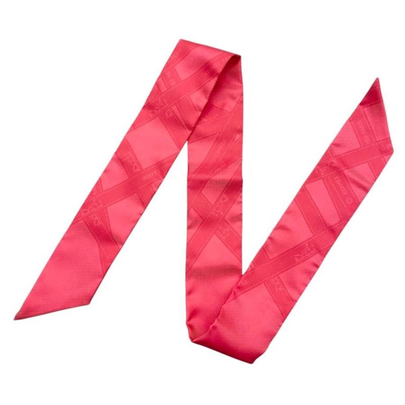 Hermes Silk Scarf Tulley Bolduc Ribbon 151719s 06 Rose Mexican Pink Bolduc