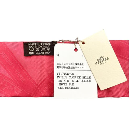 Hermes Silk Scarf Tulley Bolduc Ribbon 151719s 06 Rose Mexican Pink Bolduc