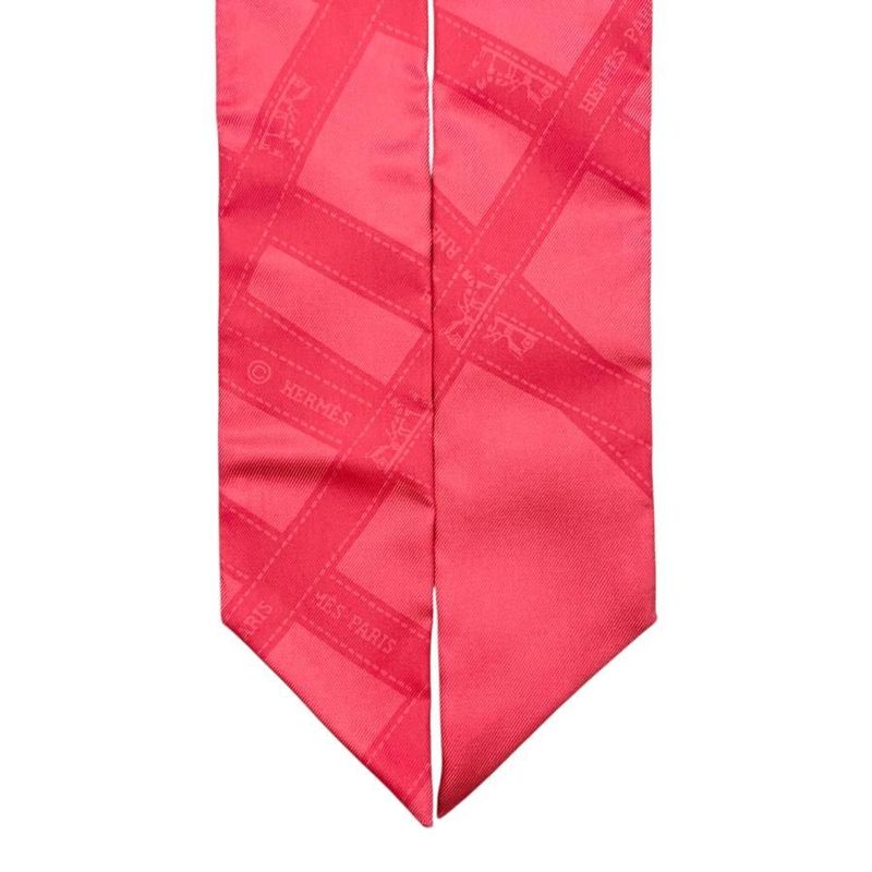 Hermes Silk Scarf Tulley Bolduc Ribbon 151719s 06 Rose Mexican Pink Bolduc