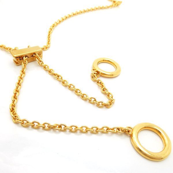 Versace Medusa Necklace GP Long Double Ring With Box And Card Versace