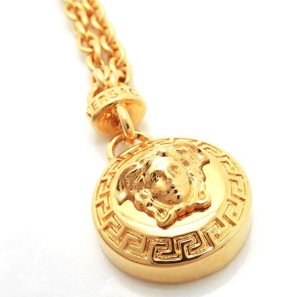 Versace Medusa Necklace GP Long Double Ring With Box And Card Versace