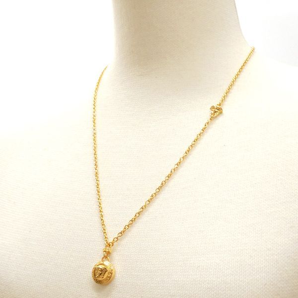 Versace Medusa Necklace GP Long Double Ring With Box And Card Versace