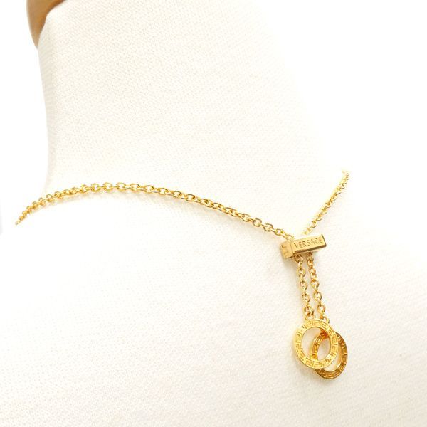 Versace Medusa Necklace GP Long Double Ring With Box And Card Versace