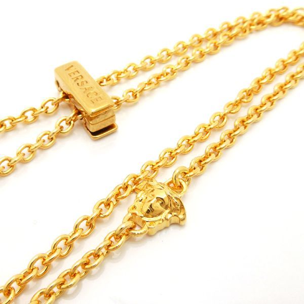 Versace Medusa Necklace GP Long Double Ring With Box And Card Versace