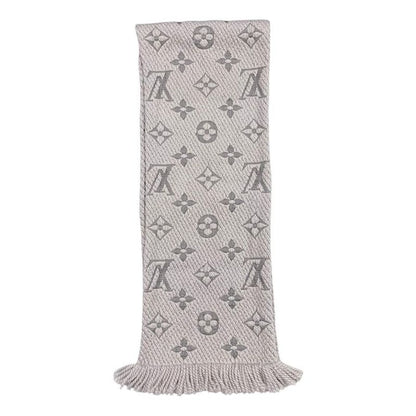 Louis Vuitton Scarf Echarpe Logomania M74742 Monogram Wool Silk Gripe Lou Grey
