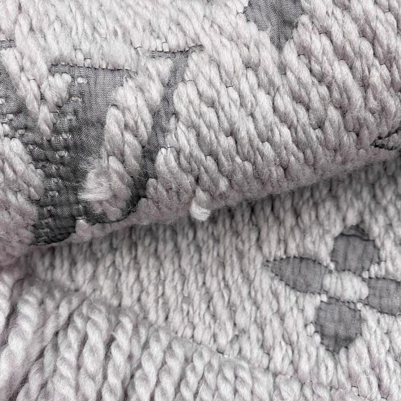 Louis Vuitton Scarf Echarpe Logomania M74742 Monogram Wool Silk Gripe Lou Grey