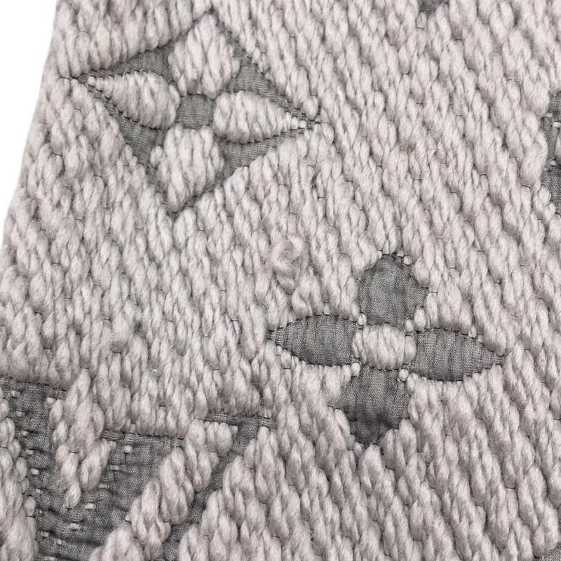 Louis Vuitton Scarf Echarpe Logomania M74742 Monogram Wool Silk Gripe Lou Grey