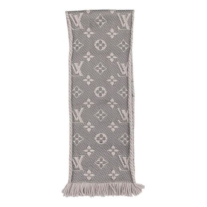 Louis Vuitton Scarf Echarpe Logomania M74742 Monogram Wool Silk Gripe Lou Grey