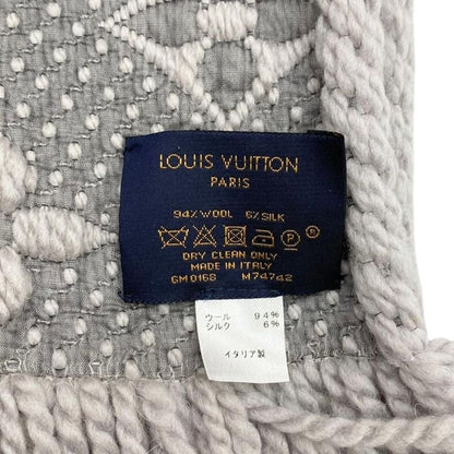 Louis Vuitton Scarf Echarpe Logomania M74742 Monogram Wool Silk Gripe Lou Grey