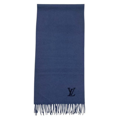 Louis Vuitton Scarf Echarpe Jeram 400788 Cashmere LV Logo Navy Blue Louis