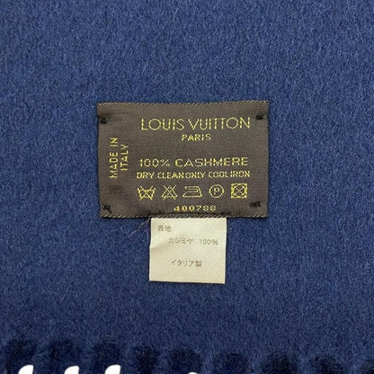 Louis Vuitton Scarf Echarpe Jeram 400788 Cashmere LV Logo Navy Blue Louis