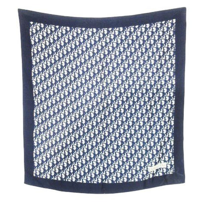 Christian Dior Scarf Silk Square Trotter Logo All Over Navy Blue Navy Ck4 - Gy18