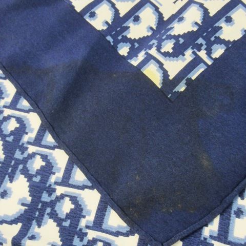 Christian Dior Scarf Silk Square Trotter Logo All Over Navy Blue Navy Ck4 - Gy18