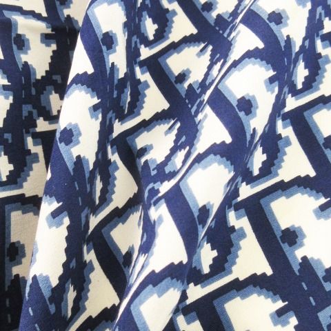 Christian Dior Scarf Silk Square Trotter Logo All Over Navy Blue Navy Ck4 - Gy18