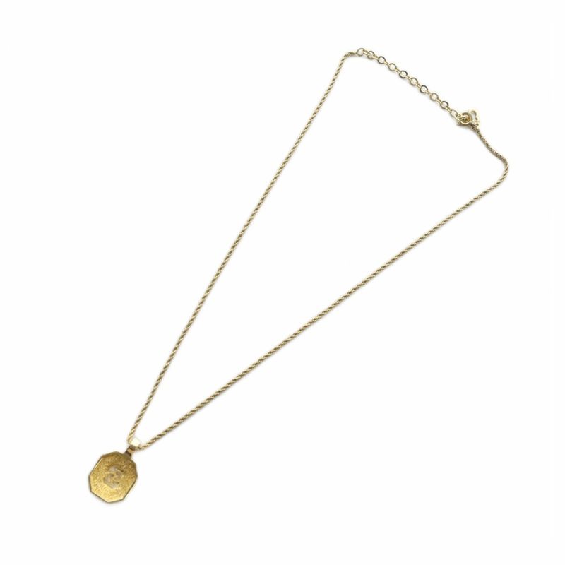 Christian Dior Necklace Accessories Pendant Logo Rhinestone Gold Color - Gy18